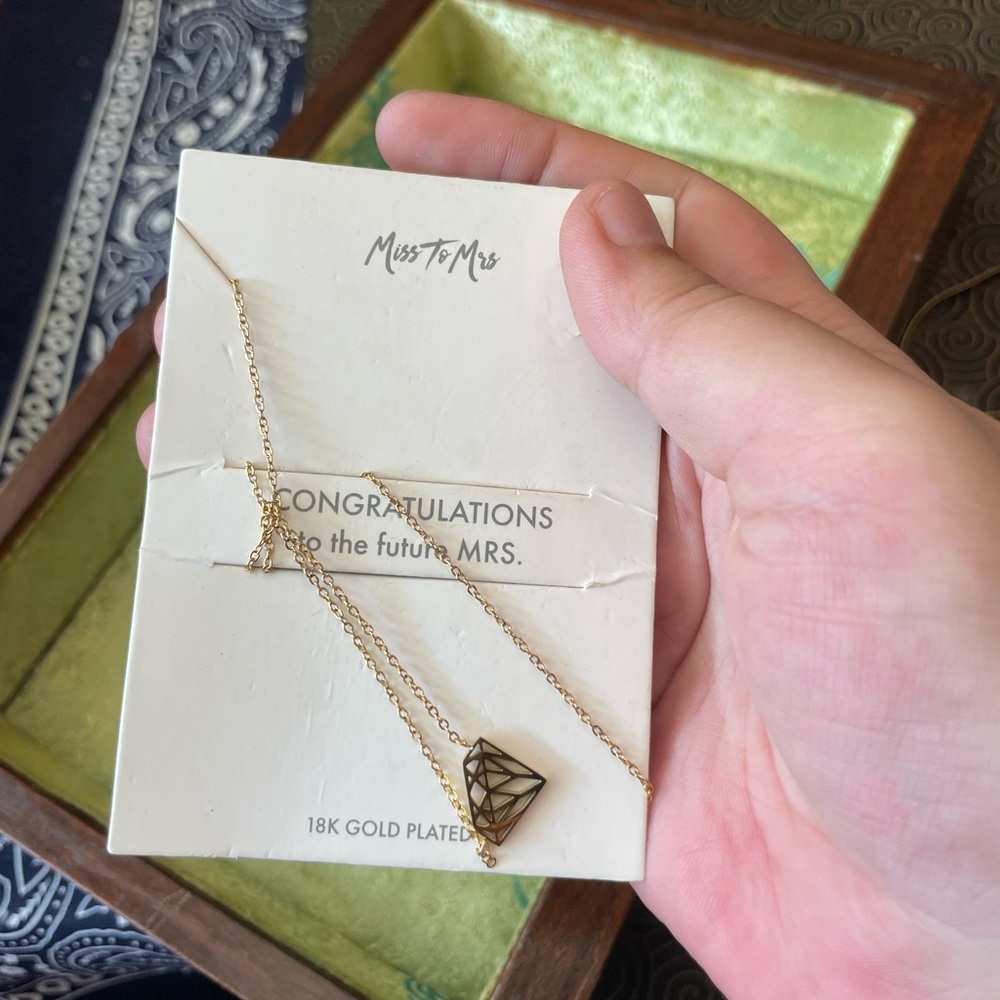 Miss to Mrs. Women's 18K Plated Gold Diamond Shaped Pendant Necklace
